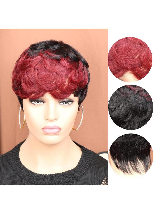 Bluejw European And American Fashion Short Curly Hair Wig Women's Black Red Short Hair Chemical Fiber Headgear High Temperature Silk Layered Full Headgear Wigs - Image 4