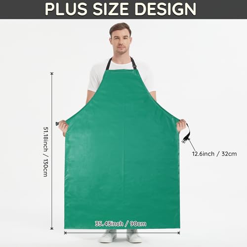 FunChaos Thicker Rubber Apron, 51.18 x 35.43" Adjustable Heavy Duty Oil & Chemical Resistant Work Apron, Extra Long Waterproof for Dish Washing, Gardening, Lab Work, Butcher & Dog Grooming, Green - Image 5