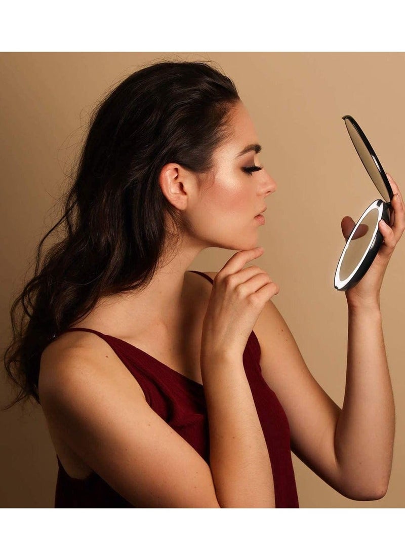Generic - Compact Makeup Mirror with Natural LED Lights, 1x  10x Magnifying, Fits All Handbags, Black - Image 1