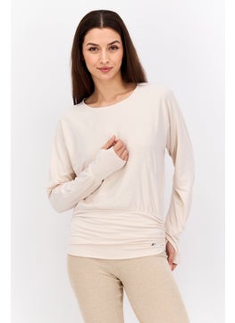 Women Sportswear Fit Long Sleeve Outdoor Top, Cream
