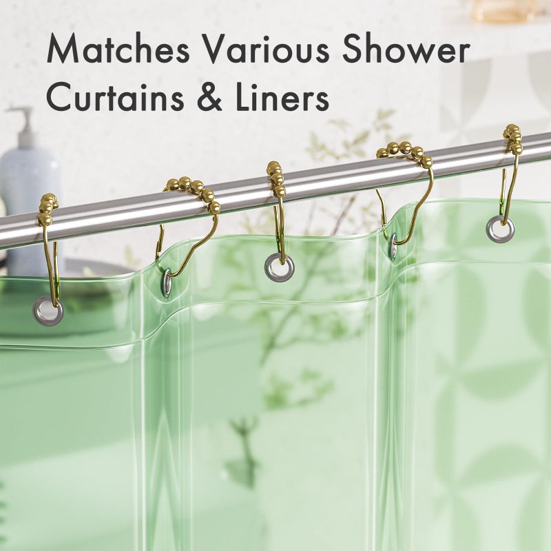 Amazer Shower Curtain Rings, Rust-Resistant Metal Shower Hooks Ring Shower Rings for Curtain Rolling Shower Curtain Hooks for Bathroom Shower Rod Shower Curtain Hangers, Set of 12, Gold - Image 5