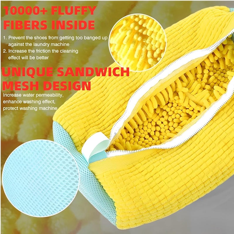 ChicAbode 2 Pcs Shoe Washing Bags, Shoe Laundry Bag for Washer and Dryer, Reusable Shoe Cleaner Bag for All Shoe Types and Sizes (Yellow) - Image 2