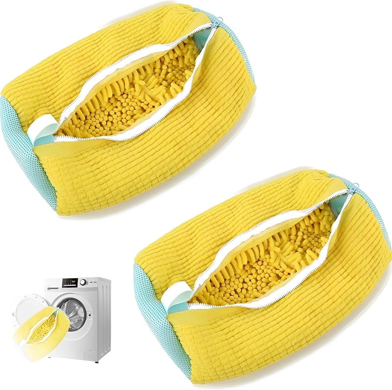 ChicAbode 2 Pcs Shoe Washing Bags, Shoe Laundry Bag for Washer and Dryer, Reusable Shoe Cleaner Bag for All Shoe Types and Sizes (Yellow) - Image 1