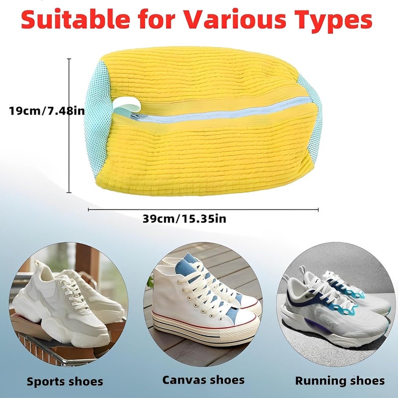 ChicAbode 2 Pcs Shoe Washing Bags, Shoe Laundry Bag for Washer and Dryer, Reusable Shoe Cleaner Bag for All Shoe Types and Sizes (Yellow) - Image 4