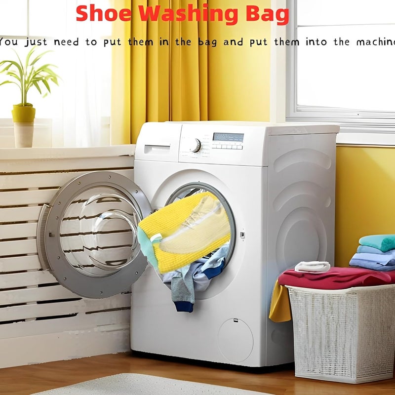 ChicAbode 2 Pcs Shoe Washing Bags, Shoe Laundry Bag for Washer and Dryer, Reusable Shoe Cleaner Bag for All Shoe Types and Sizes (Yellow) - Image 5