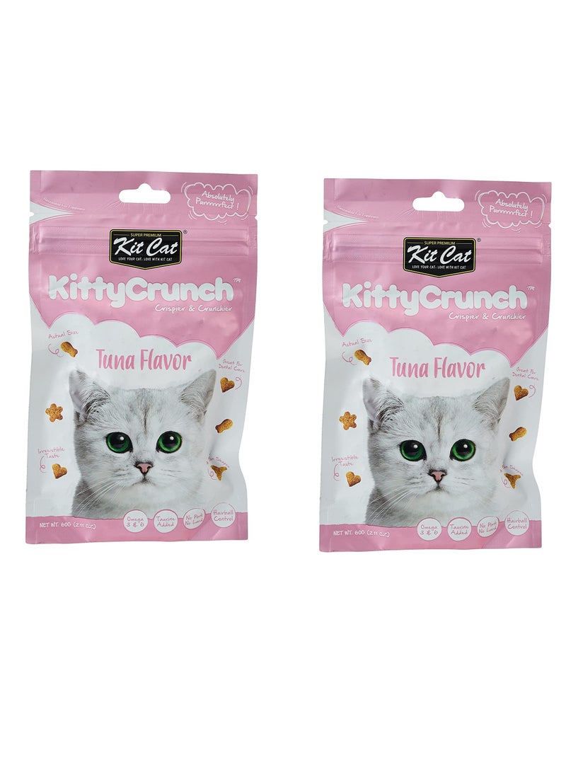 Kit Cat Pack of 2 Kitty Crunch Tuna Flavor Cat Treats 2x60G - Image 1
