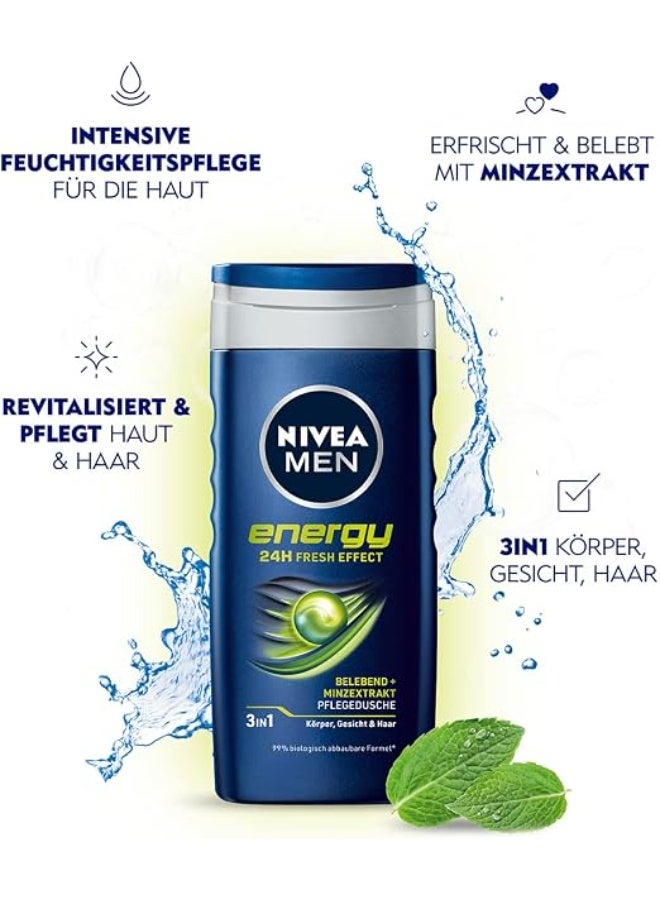 NIVEA MEN 3in1 Shower Gel, Energy 24h Fresh Masculine Scent, 250ml - Image 5