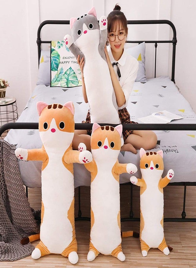 Jensquaify Cat Plush Hugging Pillow, Cat Stuffed Animals Soft Kitten Plush Long Body Pillow Toy Gifts for Kids (Gray, 27.55 inch) - Image 4