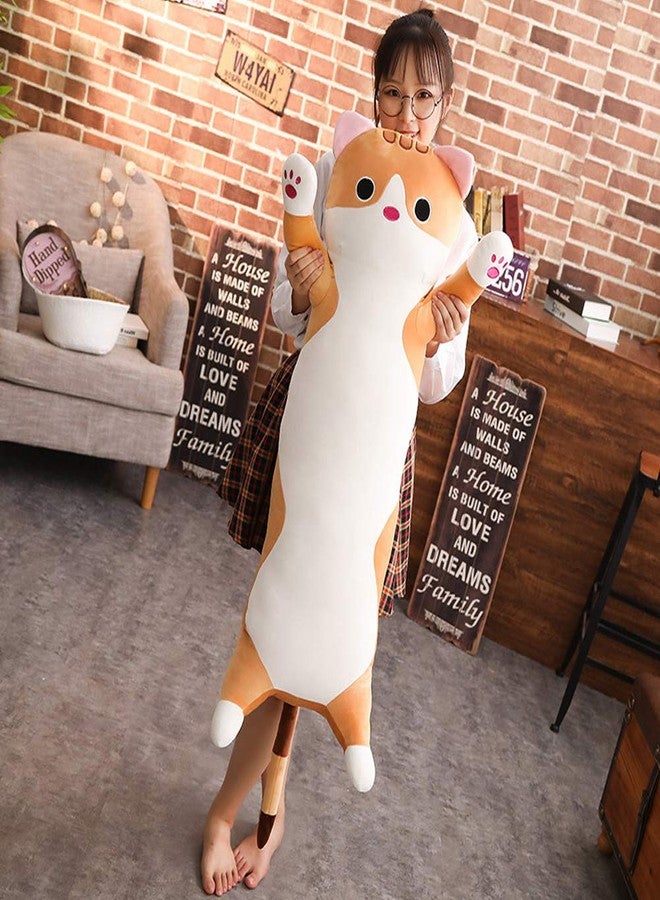 Jensquaify Cat Plush Hugging Pillow, Cat Stuffed Animals Soft Kitten Plush Long Body Pillow Toy Gifts for Kids (Gray, 27.55 inch) - Image 5