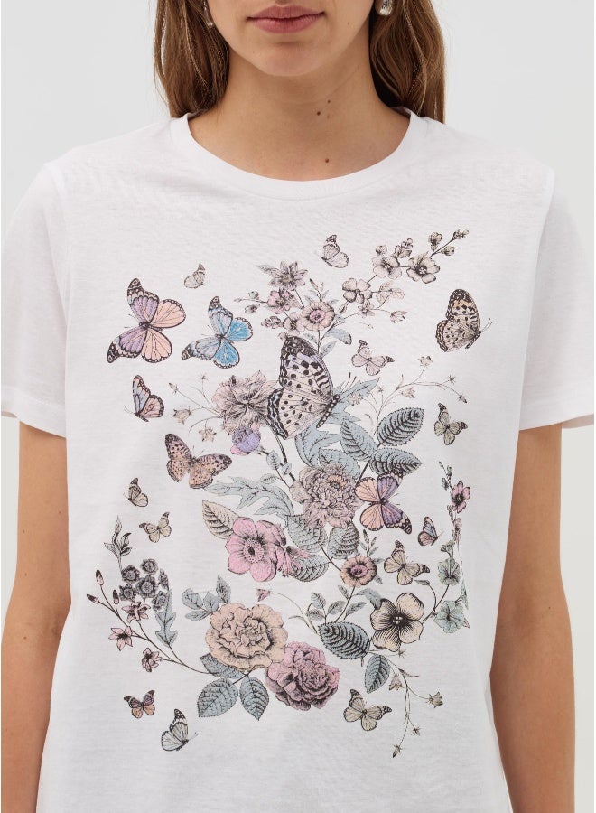 Ovs T-shirt with butterflies and flowers print - Image 4