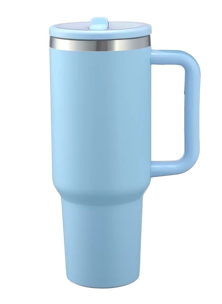 ROEIEIS 40 Oz Insulated Water Bottle with Straw Lid, 1200ml Stainless Steel Vacuum Flask, Keeps Drinks Cold 24Hrs/Hot 12Hrs, Leak-Proof Handle Thermos for Travel, Sports, Work - Image 1