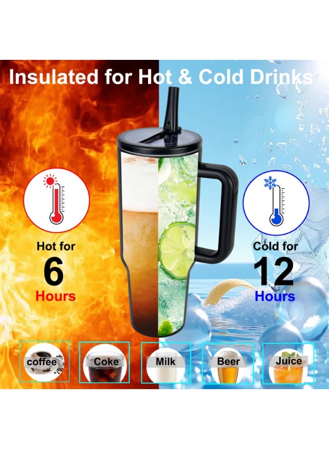 ROEIEIS 40 Oz Insulated Water Bottle with Straw Lid, 1200ml Stainless Steel Vacuum Flask, Keeps Drinks Cold 24Hrs/Hot 12Hrs, Leak-Proof Handle Thermos for Travel, Sports, Work - Image 5