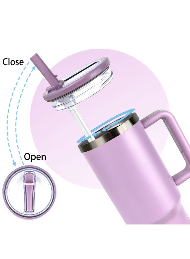 ROEIEIS 40 Oz Insulated Water Bottle with Straw Lid, 1200ml Stainless Steel Vacuum Flask, Keeps Drinks Cold 24Hrs/Hot 12Hrs, Leak-Proof Handle Thermos for Travel, Sports, Work - Image 4