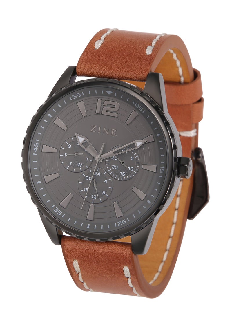 Zink ZINK ZK131G2LS-92 ELEGANCE TIMEPIECE - MODERN MEN'S WATCH WITH BROWN LEATHER BAND & BLACK DIAL  - Image 3