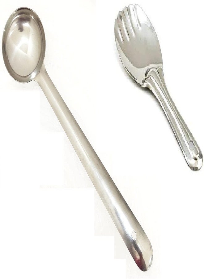 IMREX Stainless Steel 2Piece Set of Ladle (30cm Long) | Rice Serving Spoon (22cm Long) | Serving Spoons - Image 1