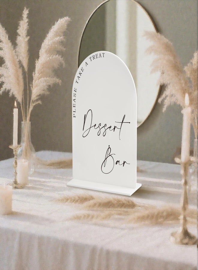 Jacriah Acrylic Dessert Bar Sign - 5x7” Arch Tabletop Sign with Base, 1/8” Thick - Modern Wedding Dessert Table Décor, Party Reception Candy Bar Signage White - Image 2