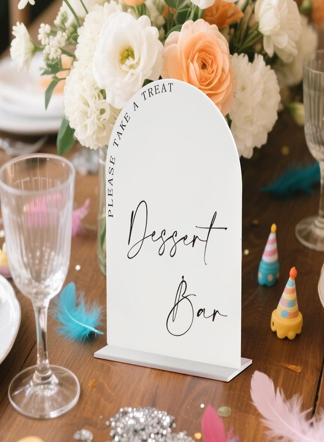 Jacriah Acrylic Dessert Bar Sign - 5x7” Arch Tabletop Sign with Base, 1/8” Thick - Modern Wedding Dessert Table Décor, Party Reception Candy Bar Signage White - Image 4