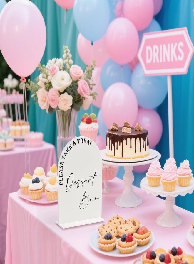 Jacriah Acrylic Dessert Bar Sign - 5x7” Arch Tabletop Sign with Base, 1/8” Thick - Modern Wedding Dessert Table Décor, Party Reception Candy Bar Signage White - Image 3