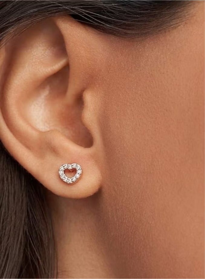 تشوميل أقراط نسائية من الذهب الوردي مرصعة بالزركونيا المكعبة على شكل قلب - Image 2