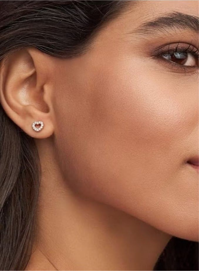 تشوميل أقراط نسائية من الذهب الوردي مرصعة بالزركونيا المكعبة على شكل قلب - Image 3