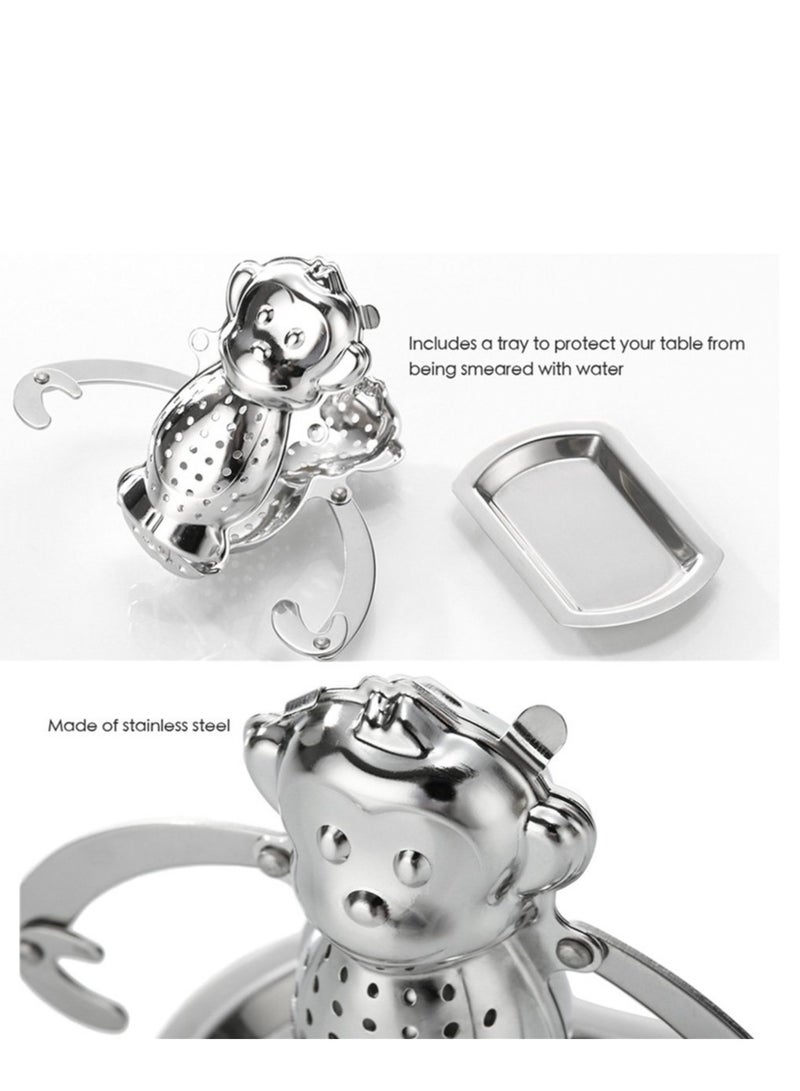 2pcs Stainless Steel Tea Strainer Silicone Tea Infuser Stainless Tea Kettle Metal Tea Strainer Stainless Steel Coffee Infuser Fine Mesh Tea Strainer Rubber Tea Infuser Tea Leaker  - Image 2