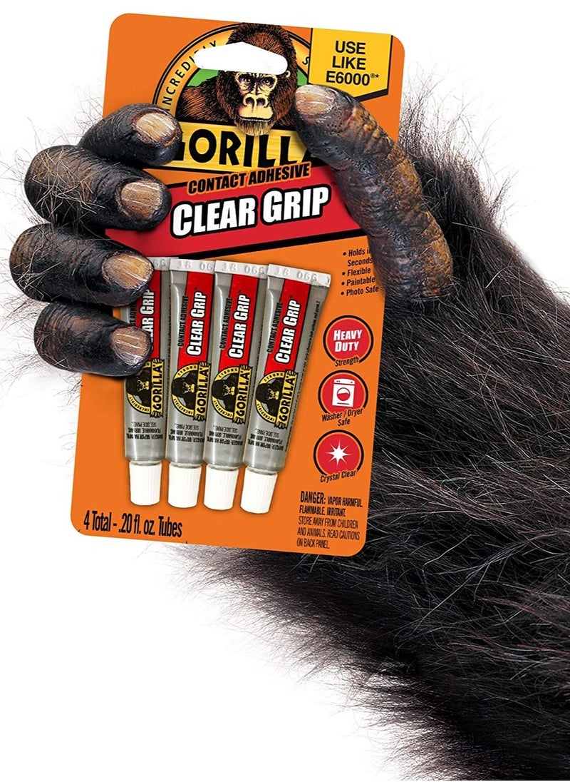 Gorilla Gorilla Clear Grip Contact Adhesive Minis, Waterproof, Four .2 Ounce Tubes, Clear,  - Image 3