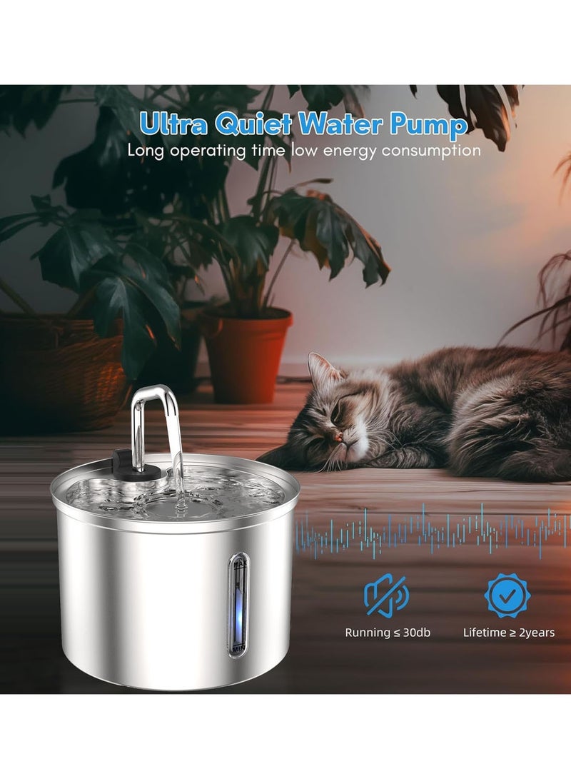 Kidle Stainless Steel Cat Fountain Cat Water Fountain Stainless Steel Pet Water Fountain Dog Water Dispenser for Cats - Image 2