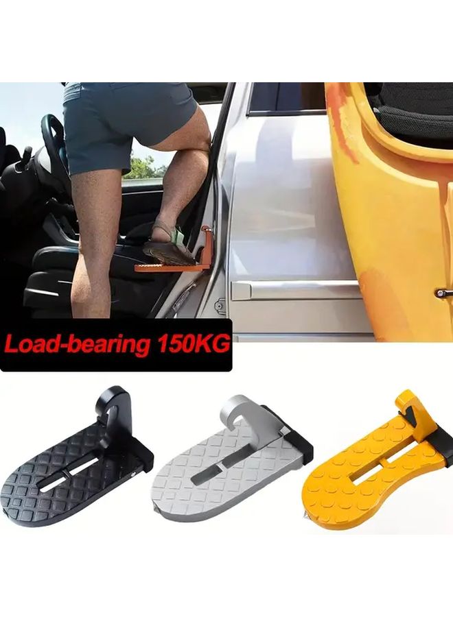 Black Foldable Car Roof Rack Step Aluminum Alloy Pedal Safety Hammer Universal Latch Hook - Image 5
