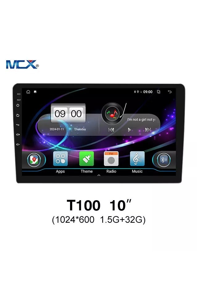 شاشة T100 '9 بوصة تعمل بنظام Android للسيارة، ذاكرة وصول عشوائي 2 جيجا بايت، ذاكرة تخزين داخلية 32 جيجا بايت، تشغيل السيارة أندرويد تلقائي، شاشة لمس عالية الدقة بالكامل، مدمجة في بلوتوث 2، راديو USB، واي فاي، متجر PlayStore مع كاميرا احتياطية متضمنة - Image 2