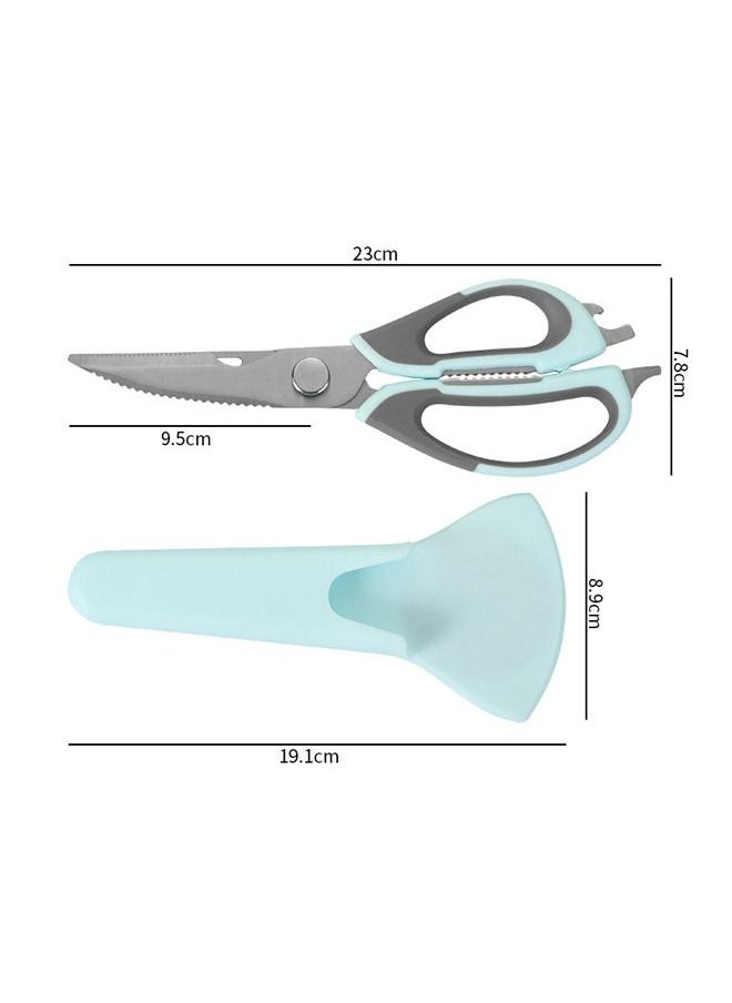 Multipurpose Kitchen Shears Kitchen Scissors, Sturdy Stainless Steel Heavy Duty Scissors with Sheath, Food Scissors for Meats Vegetables Herbs BBQ Chicken (Blue)