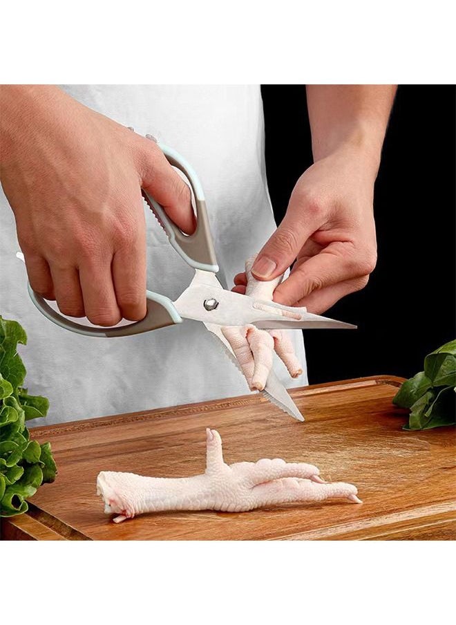 Multipurpose Kitchen Shears Kitchen Scissors, Sturdy Stainless Steel Heavy Duty Scissors with Sheath, Food Scissors for Meats Vegetables Herbs BBQ Chicken (Blue)