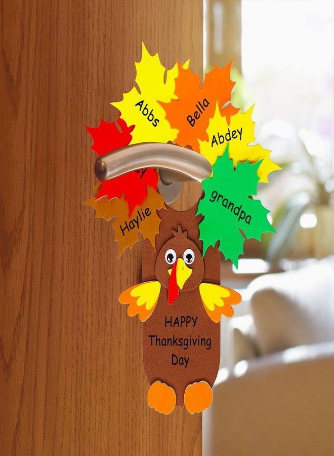 Winlyn 24 Sets Thanksgiving Turkey Doorknob Hanger Decorations Art Sets DIY Thanksgiving Craft Kits Fall Crafts Give Thanks Turkey Foam Stickers Arts and Crafts for Kids Party Classroom Activities - Image 2