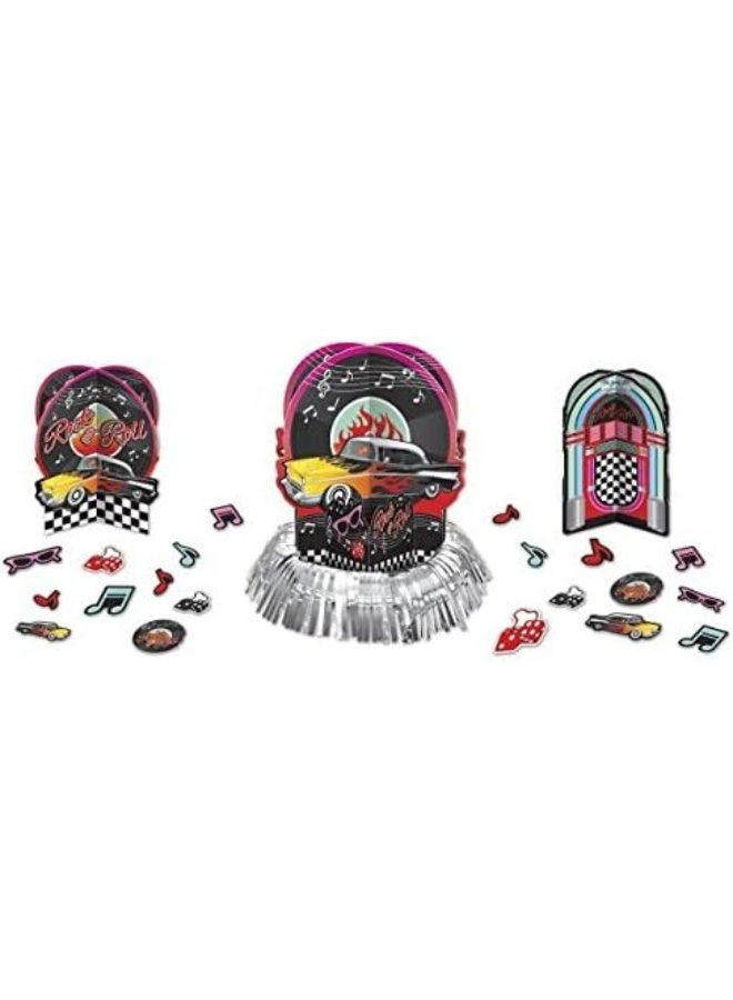 Amscan طقم تزيين الطاولة الكلاسيكي من الخمسينات 23 قطعة - Image 1