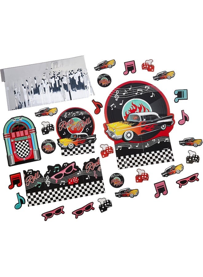 Amscan طقم تزيين الطاولة الكلاسيكي من الخمسينات 23 قطعة - Image 2