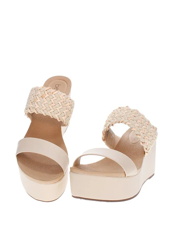 بيرا ريو Beira Rio Ladies Wedge Sandals Cream | Made In Brazil