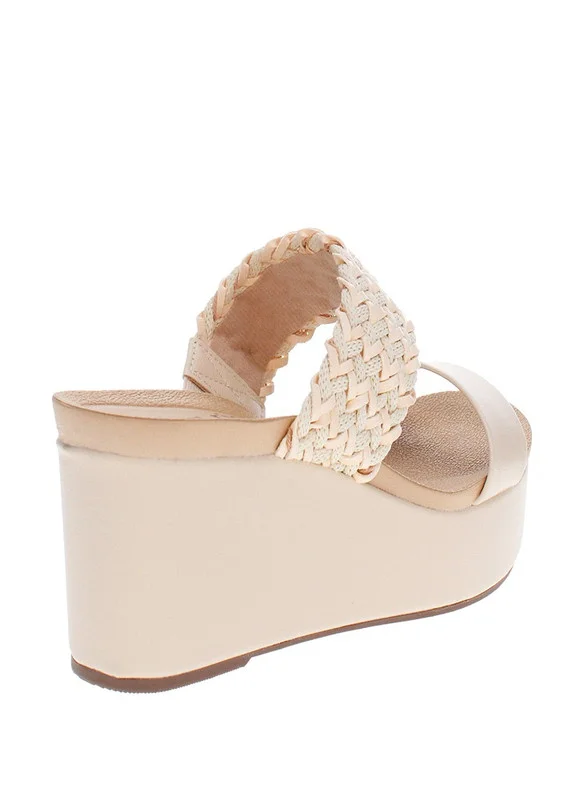 بيرا ريو Beira Rio Ladies Wedge Sandals Cream | Made In Brazil