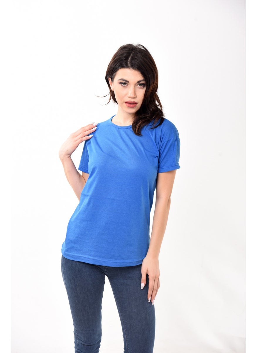 Belifanti Collection Women's Basic Crew Neck Short Sleeve T-Shirt Saxe Blue  - Image 1