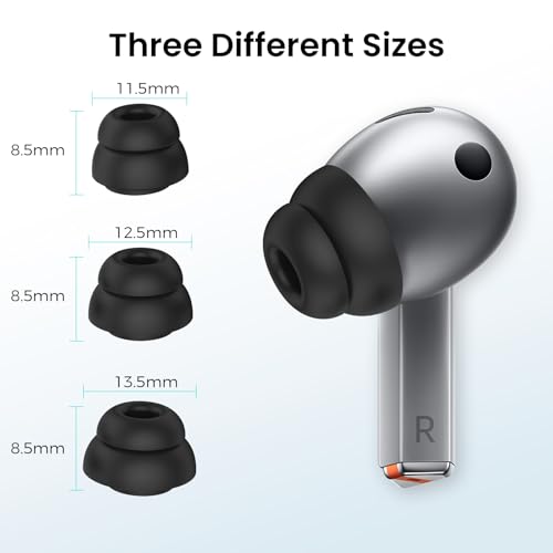 Delidigi 6 Pairs Ear Tips for Samsung Galaxy Buds4 Pro (2026) & Galaxy Buds3 Pro (2024), S/M/L 3 Sizes Double Flange Silicone Eartips Earbuds Earplug Replacement Fit in Case Black - Image 4
