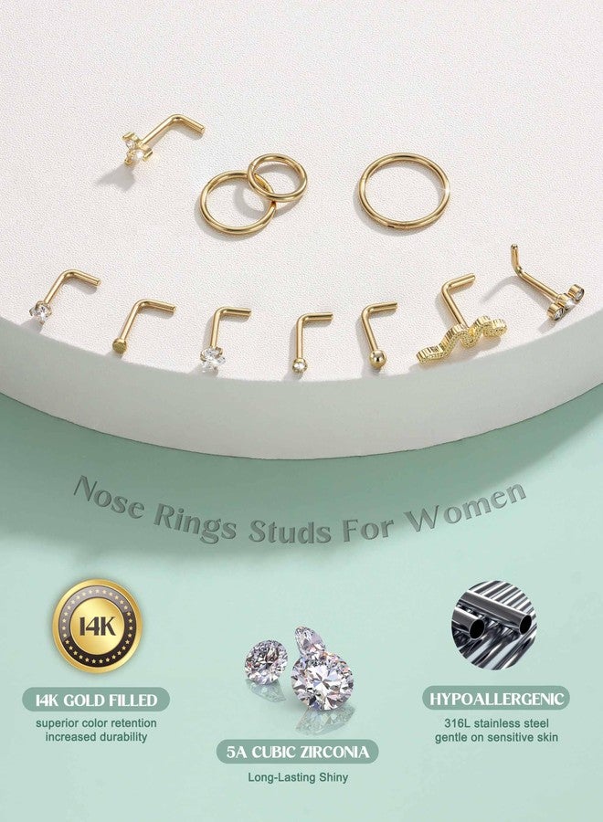 جي ستايل أقراط أنف Jstyle مقاس 18G، مصنوعة من الفولاذ الجراحي المقاوم للحساسية، بتصميم حلقي أنيق مرصع بالزركونيا المكعبة على شكل ثعبان وحرف L، متوفرة بأحجام 6/8/10 ملم. - Image 4