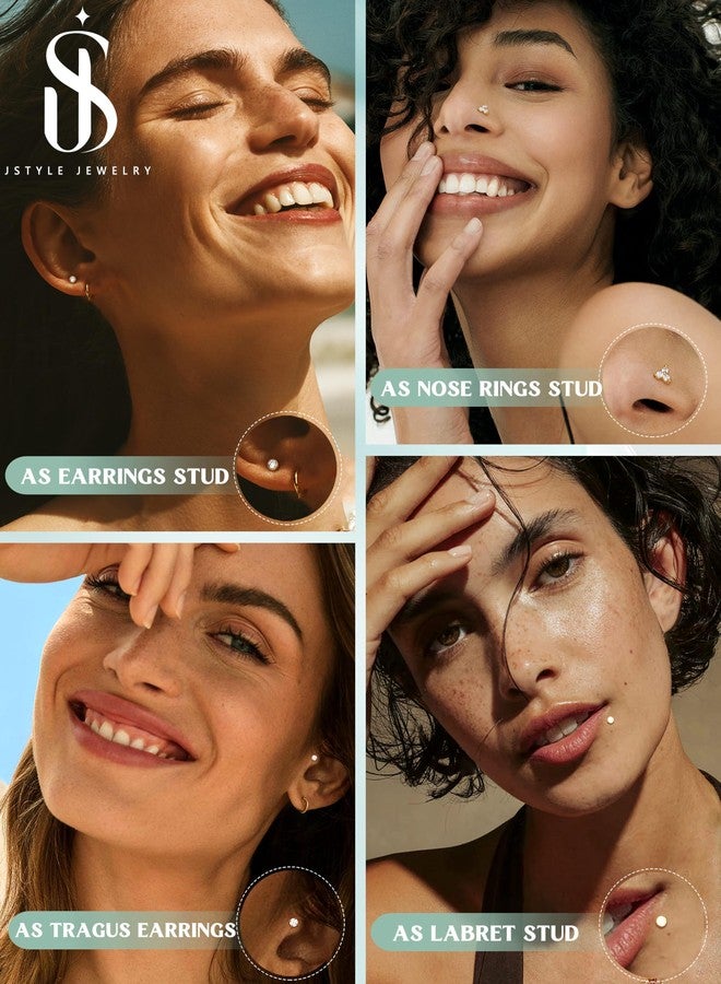 جي ستايل أقراط أنف Jstyle مقاس 18G، مصنوعة من الفولاذ الجراحي المقاوم للحساسية، بتصميم حلقي أنيق مرصع بالزركونيا المكعبة على شكل ثعبان وحرف L، متوفرة بأحجام 6/8/10 ملم. - Image 2