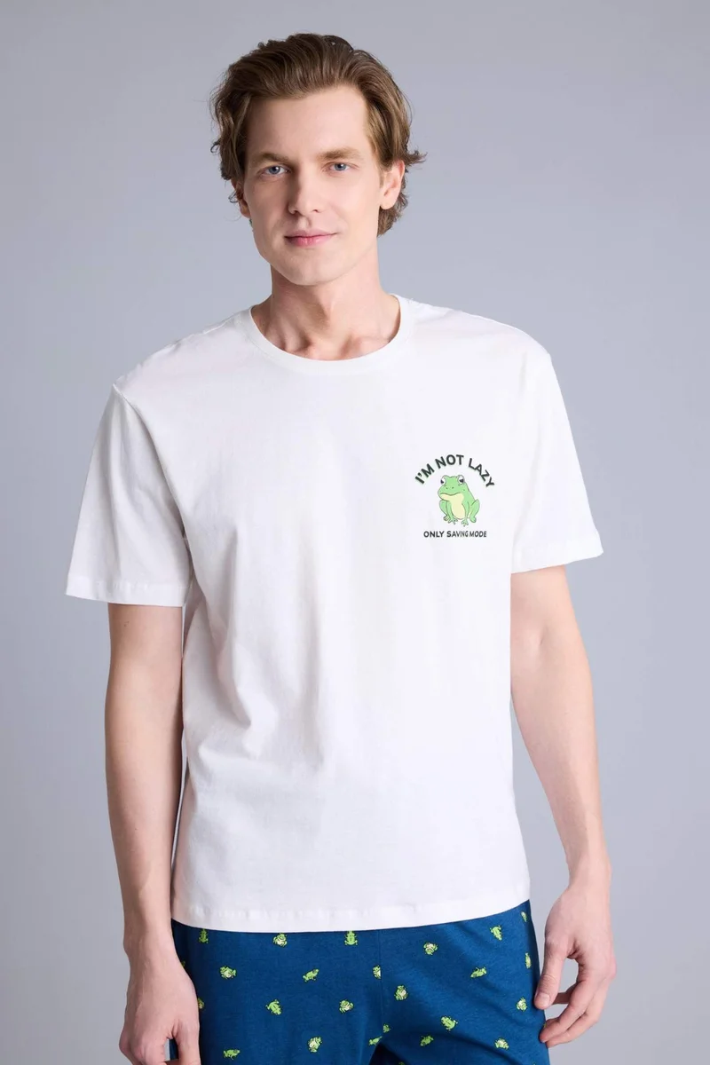 ديفاكتو Regular Fit 2 piece Printed Short Sleeved T-Shirt