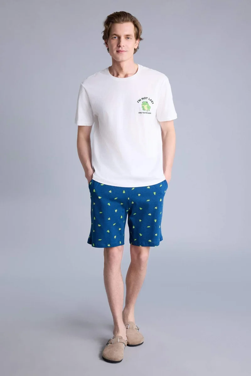 ديفاكتو Regular Fit 2 piece Printed Short Sleeved T-Shirt