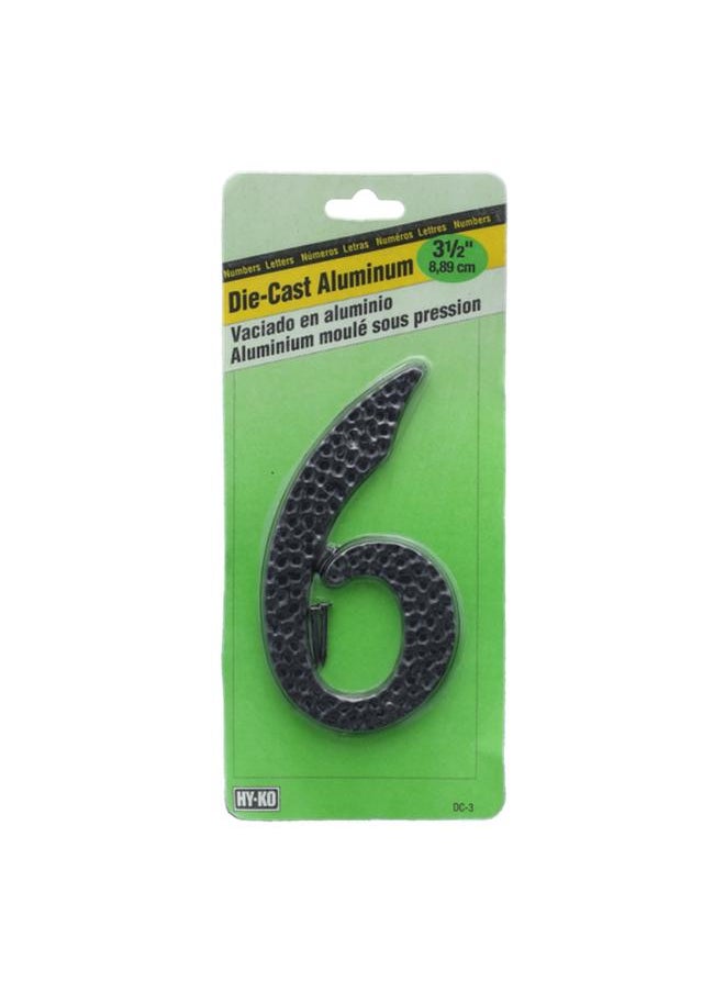 HY-KO Die-Cast Aluminium 6 Door Number with Nails Black 3.5inch DC-3/6  - Image 1