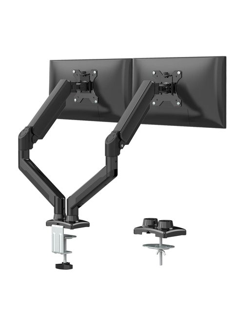 Dual Monitor Mount Stand, Adjustable Monitor Stand, Articulating Gas Spring Monitor Arm, Monitor Desk Mount with Clamp and Grommet Base - Fits 13 to 32 Inch Computer Monitors
