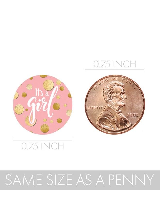DISTINCTIVS ملصقات حفلة استقبال المولود أنثى باللونين الوردي والذهبي 180 ملصق - Image 4