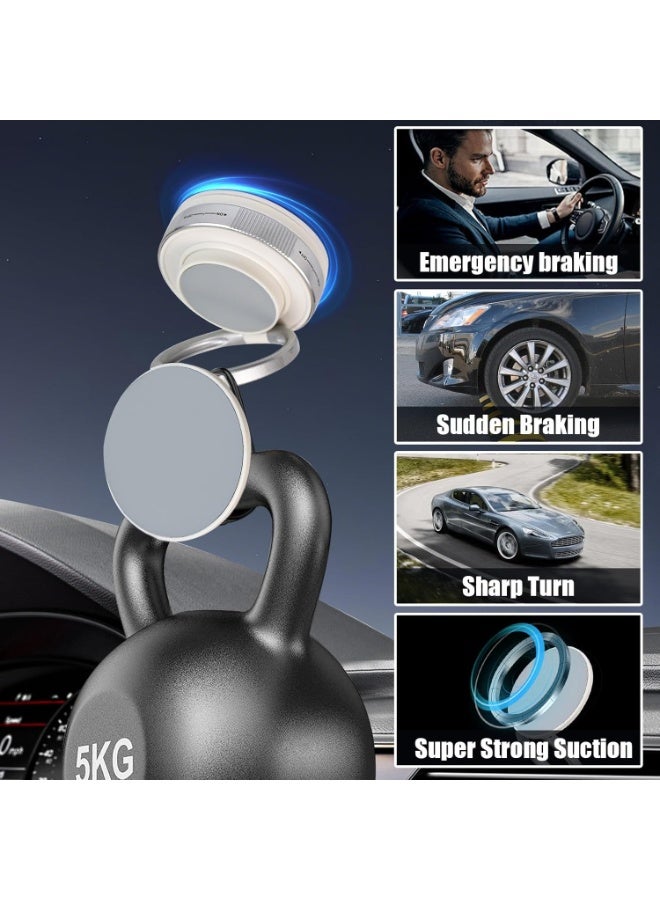 Vacuum Suction Magnetic Phone Holder, Foldable Retractable Car Cell Phone Holder with Suction Cup, 360° Adjustable Phones Mount for All Smartphones for Cars/Gyms/Mirrors/Smooth Surface (White) - Image 5