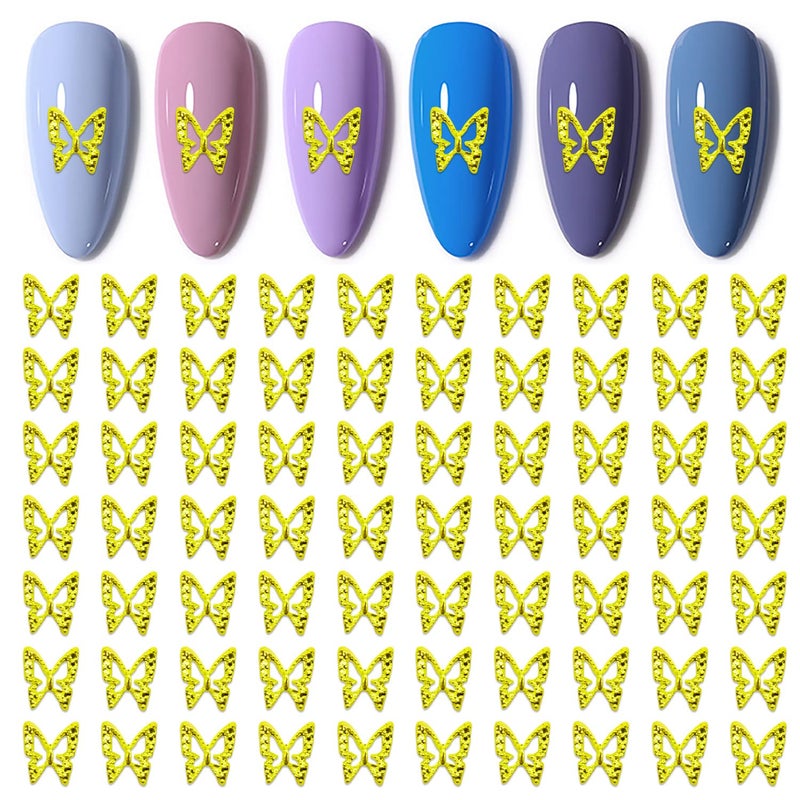 WOKOTO WOKOTO 100pcs Gold Butterfly Charms For Nails 3d Nail Charms Nail Butterfly Charms Metal Nail Charms For Acrylic Nails Nail Accessories Butterfly Nails Jewels For Acrylic Nails Nail 3d Charms