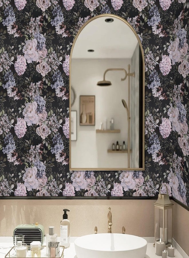 TANONE Vintage Floral Peel and Stick Wallpaper, Purple Boho Flower Removable Contact Paper, Waterproof Self Adhesive Retro Vinyl Decor Wall Paper for Cabinet Bedroom Wall - Image 5