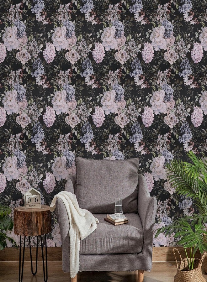 TANONE Vintage Floral Peel and Stick Wallpaper, Purple Boho Flower Removable Contact Paper, Waterproof Self Adhesive Retro Vinyl Decor Wall Paper for Cabinet Bedroom Wall - Image 3
