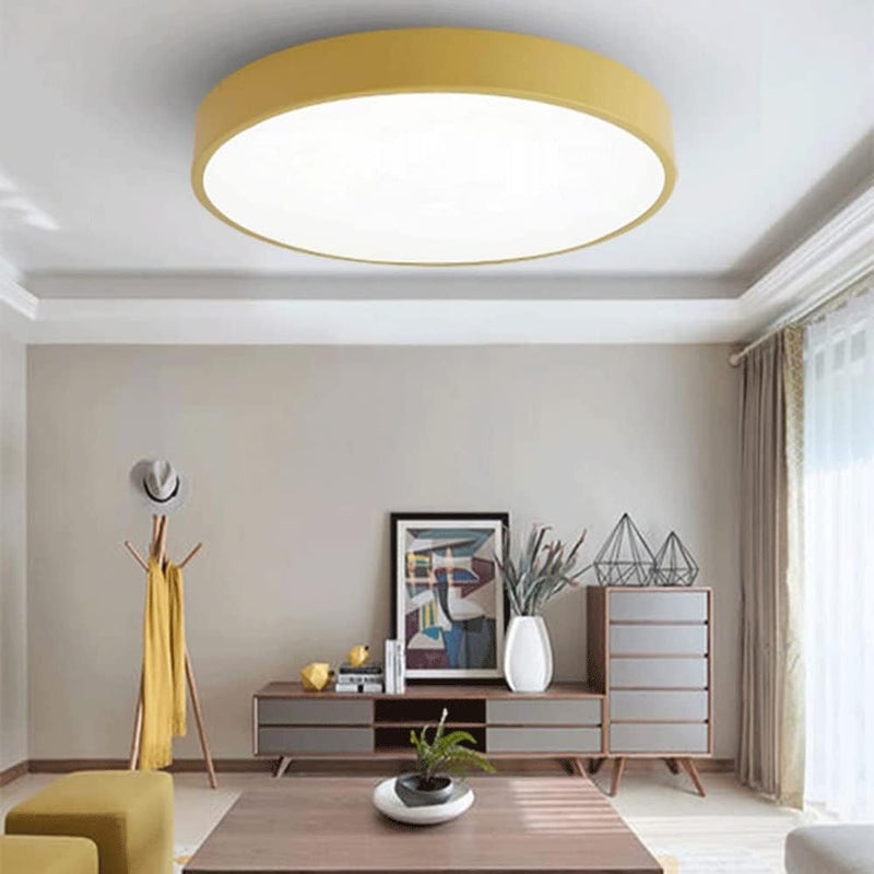Ultra-Thin LED Ceiling Light Fixture - Dimmable Panel Light for Bedroom, Kitchen, and Hallway(Yellow,19.7in) - Image 4